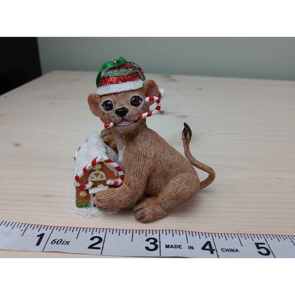 The Danbury Mint Christmas Baby Animal Ornament Collection Lion Cub Gingerbread - Picture 2 of 4